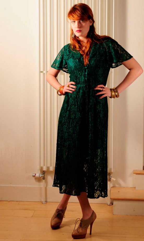 Florence Welch Wearing A Green Lace Dress, December 2008