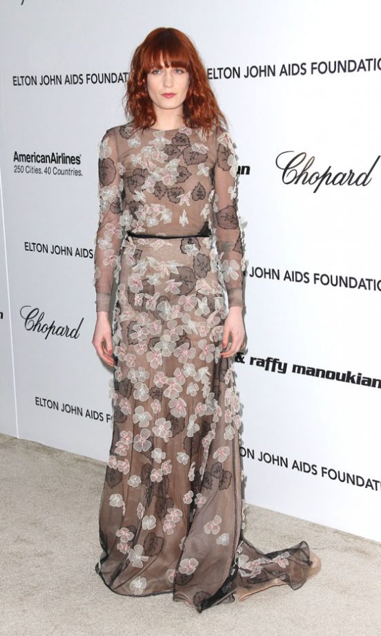 Florence Welch Was A Vision In A Valentino Applique Dress At The Elton John Oscars After Party, February 2011