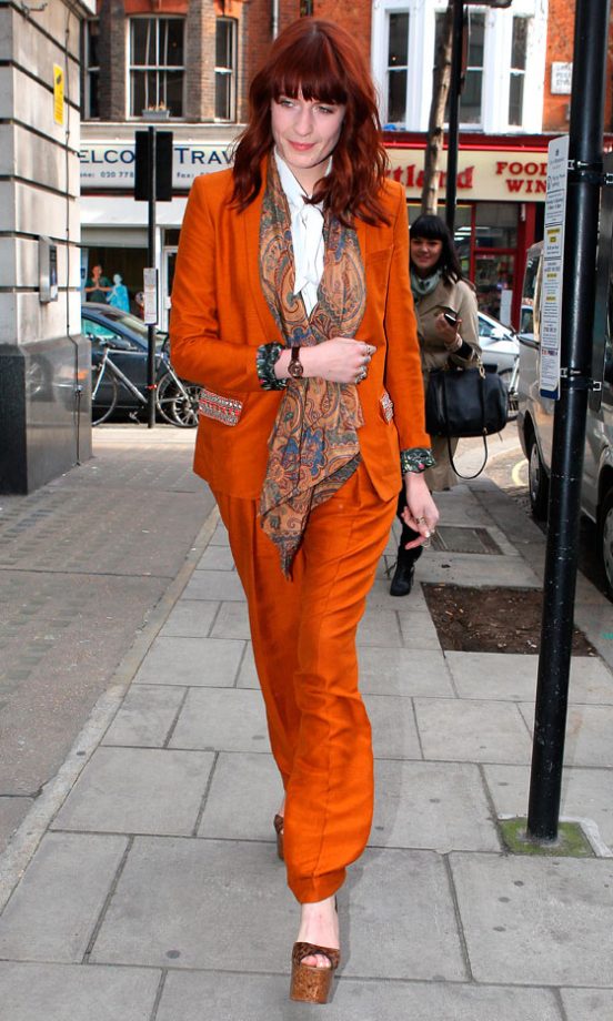 Florence Welch Arrived At The Radio One Studios In A Bright Orange Suit, 2012