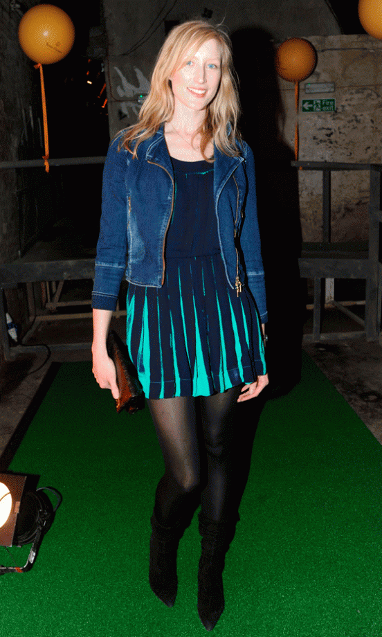 Jade Parfitt Paired Her Colour Clash Skater Dress With A Cute Denim Jacket, 2012