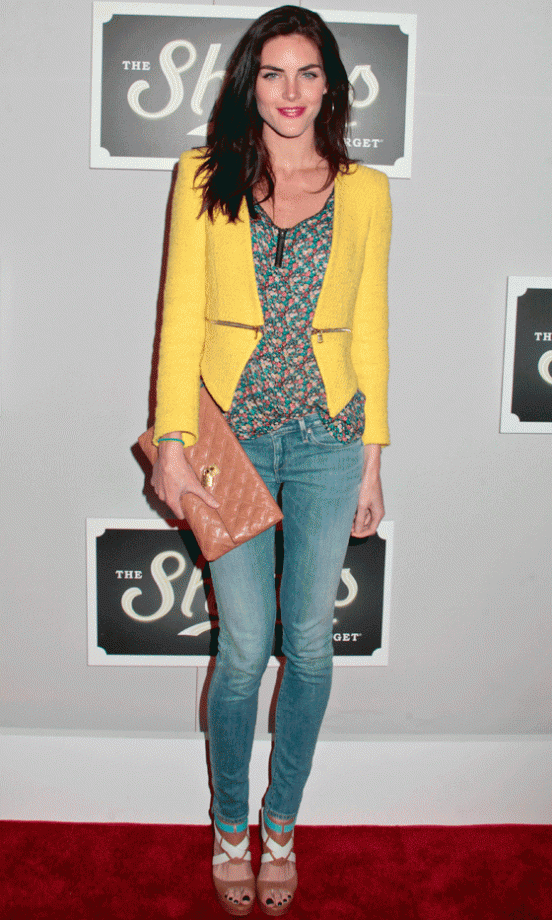 Hilary Rhoda Makes Her Outfit Pop With A Bright Yellow Blazer, 2012