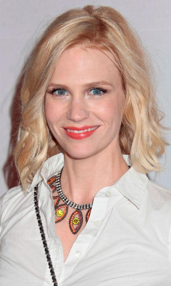 January Jones Rocked A Very Simple Messy Curled 'Do, 2012