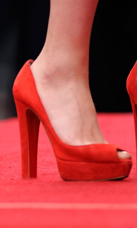 Scarlett Johansson Caused A Stir With These Bright Red Peep Toes, 2012