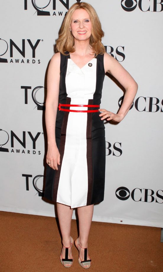 Cynthia Nixon Rocked A Slim Silhouette In This Monochrome Dress, 2012
