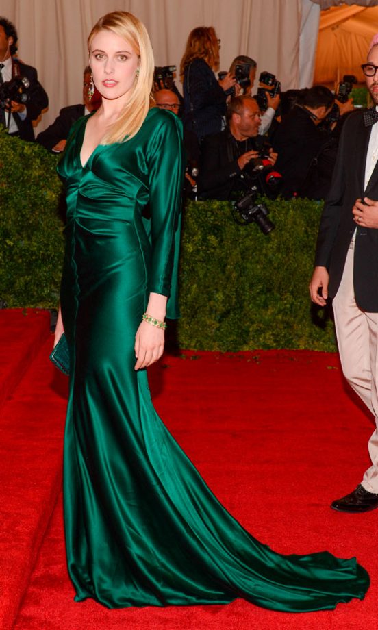 Greta Gerwig Stunned In This Deep Emerald Green Dress At The Met Ball 2012