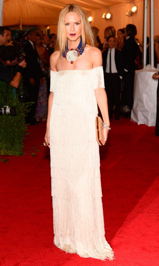 Rachel Zoe Teamed Her Simple White Dress With A Statement Neckace At The Met Ball 2012