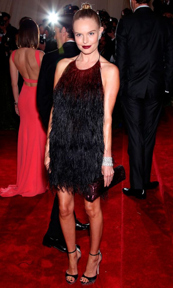 Kate Bosworth Rocked A Dark Feather Prada Minidress At The Met Ball 2012