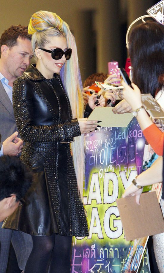 Lady GaGa Greated Fans At the Airport In Japan, 2012
