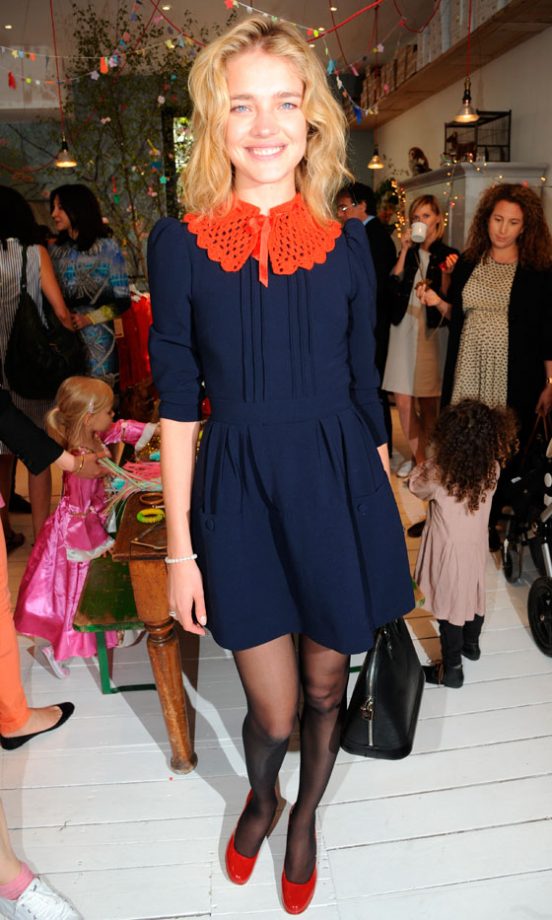 Natalia Vodianova Rocked A Red Statement Collar In London, 2012