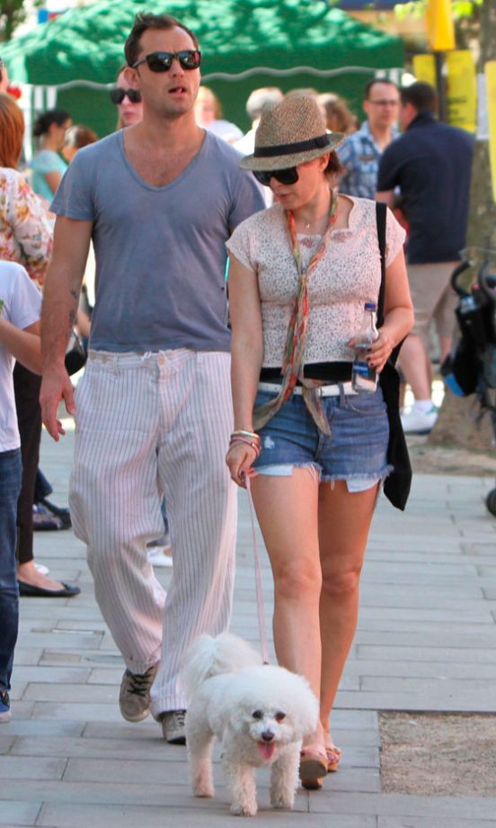 Jude Law And Sadie Frost Out And About In London, 2012