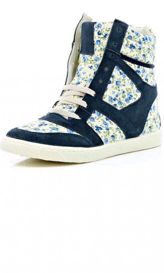 River Island Floral Print Hidden Heel High-Tops, £40