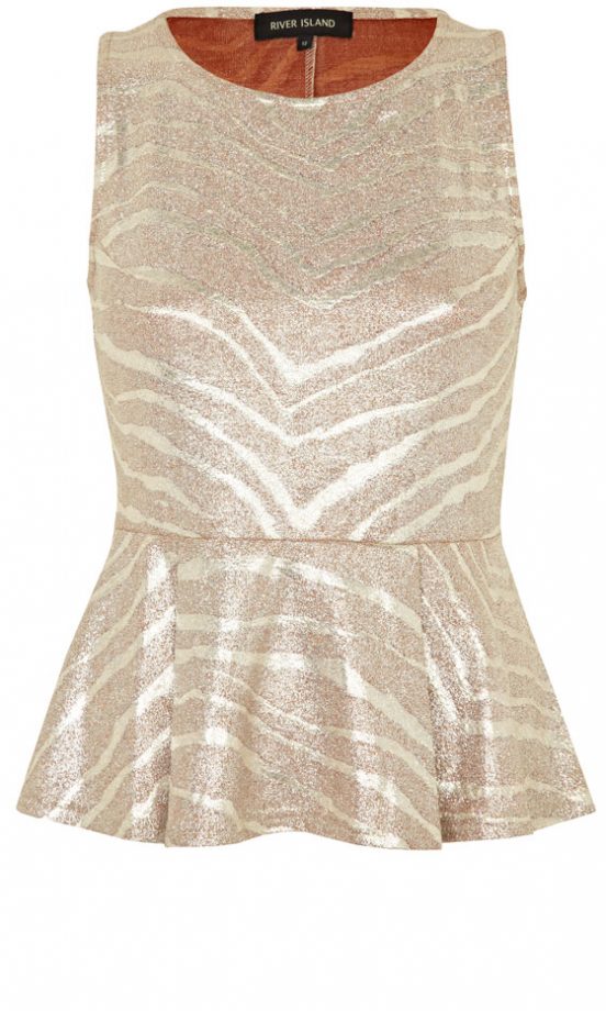 River Island Metallic Zebra Print Peplum Top, £20