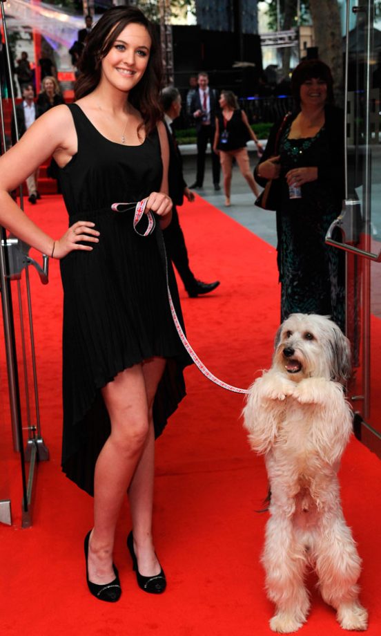Ashley Butler And Pudsey At The Amazing Spider-Man Premiere In London, 201