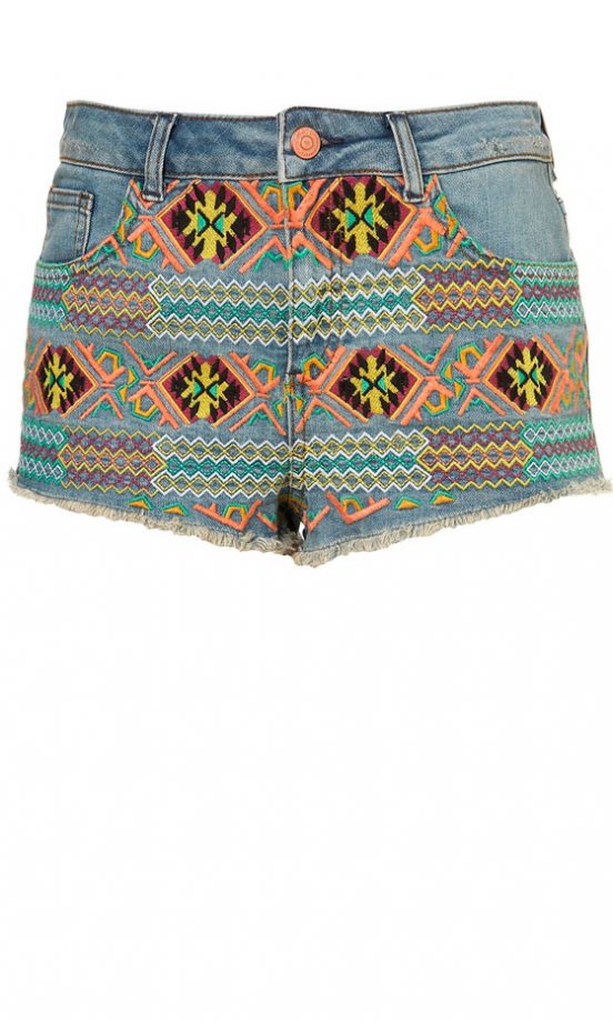 Topshop Embroided Denim Shorts, £35