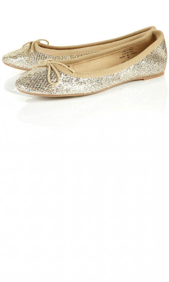 Topshop Million Glitter Ballet Pumps, £20