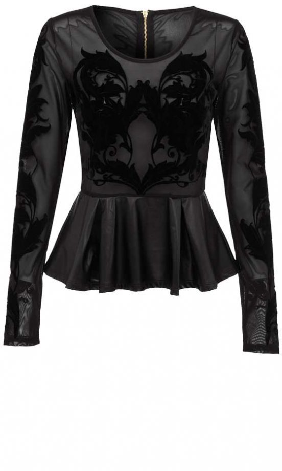 River Island, AW12, See Through Patterned Peplum Top