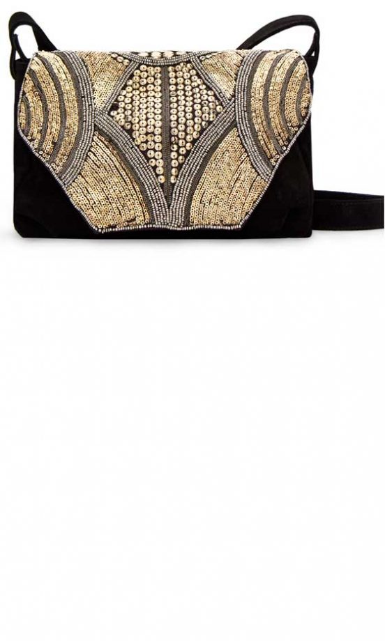 Mango Sequins Suede Shoulder Bag, £69.99