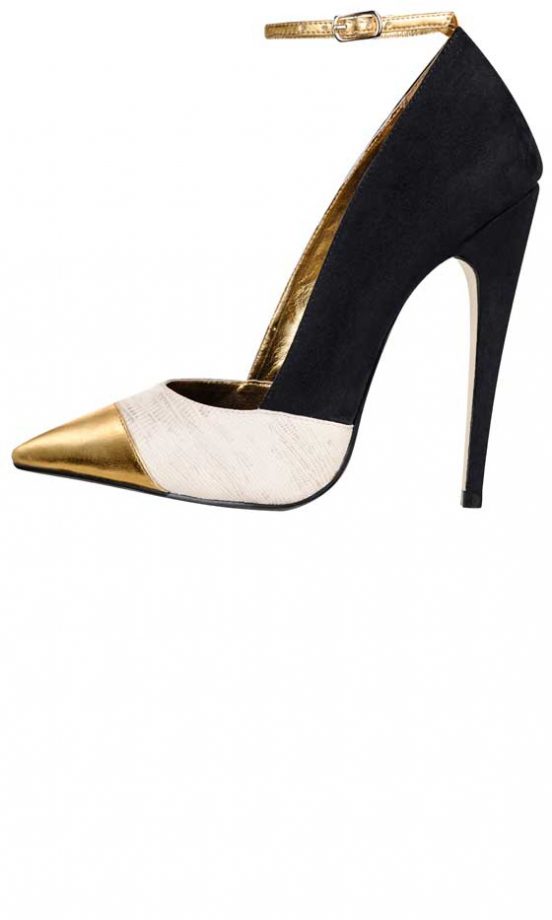 Miss Selfridge, AW12, Black White And Gold Pointy Toed Heels