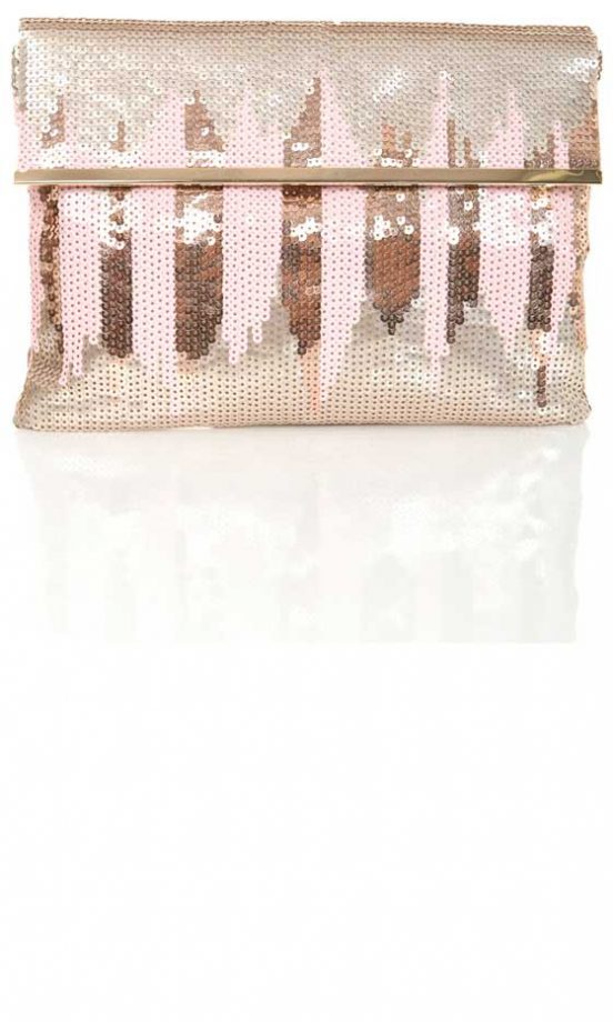 Miss Selfridge Metal Bar Sequin Clutch, £29