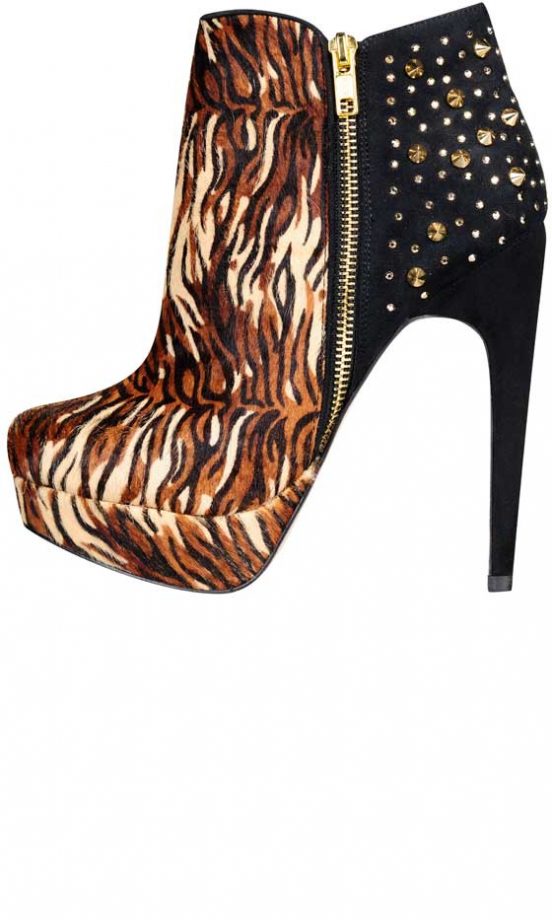 Miss Selfridge, AW12, Tiger Print Studded Ankle Boots
