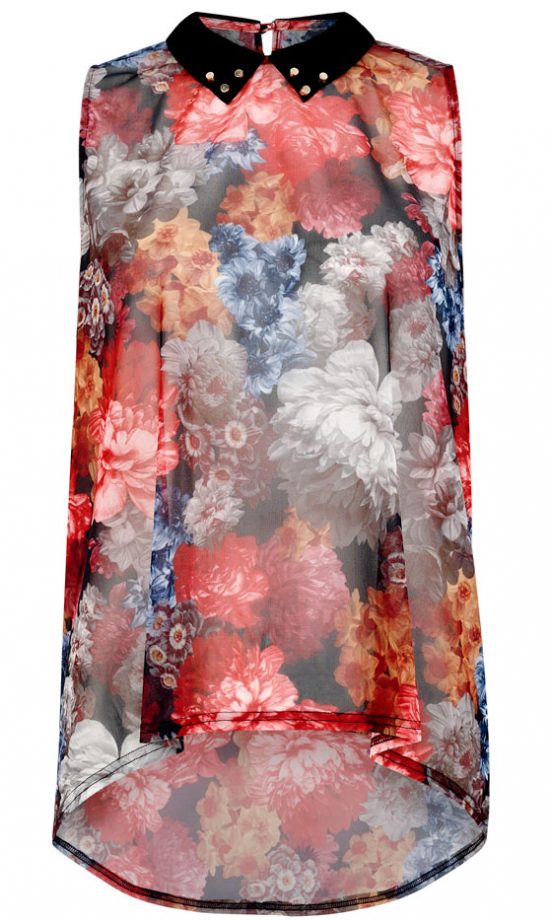 Primark AW12 Floral Blouse With Studded Collar