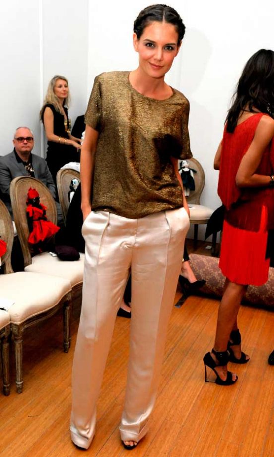 Katie Holmes Braids Her Hair Back For The Lanvin Fashion Show, 2011