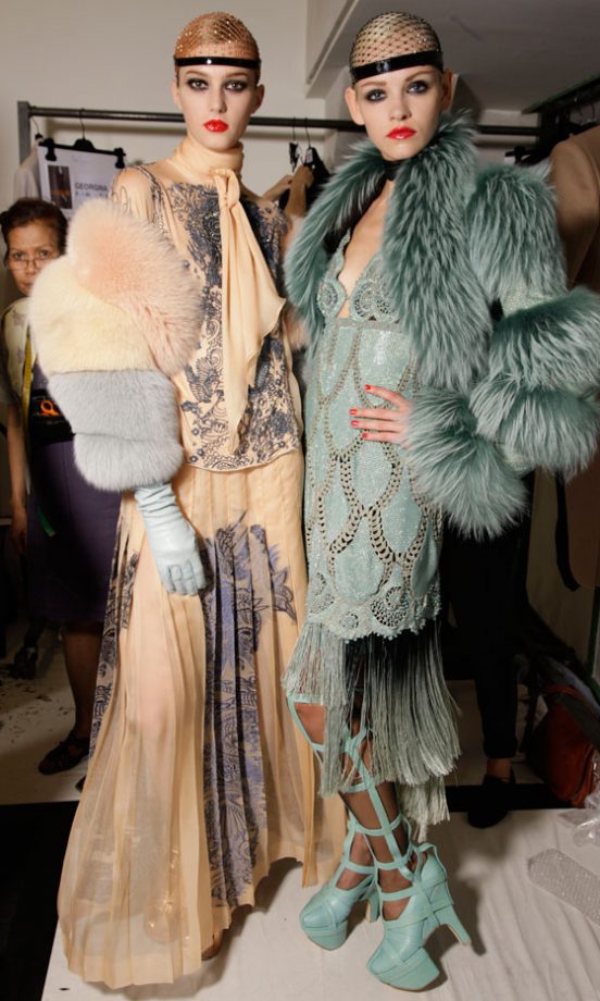 Models Backstage At The Jean Paul Gaultier Show At Paris Couture Fashion Week, 2012