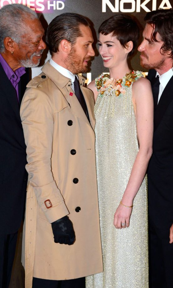 Morgan Freeman, Tom Hardy, Anna Hathaway And Christian Bale At The At The Dark Knight Rises Premiere In London, 2012