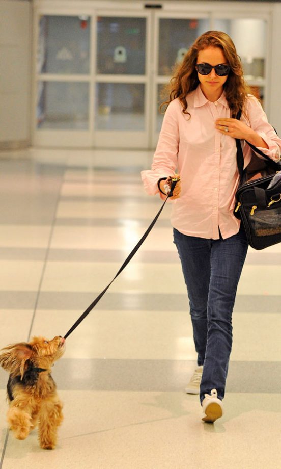 Natalie Portman And Her Dog At JFK Airport, 2012