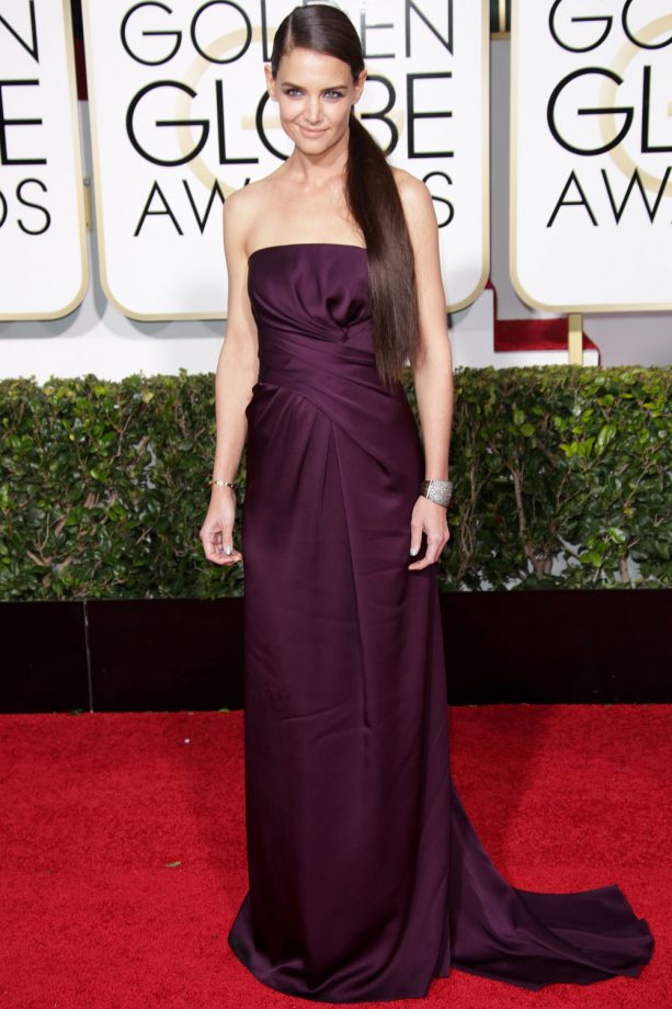 Katie Holmes wearing Marchesa, 72nd Annual Golden Globe Awards, 2015