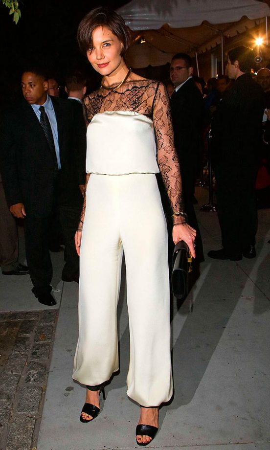 Katie Holmes Wears A Gorgeous Lace And Silk Jumpsuit To The Opening Night Of 'All My Sons', 2008