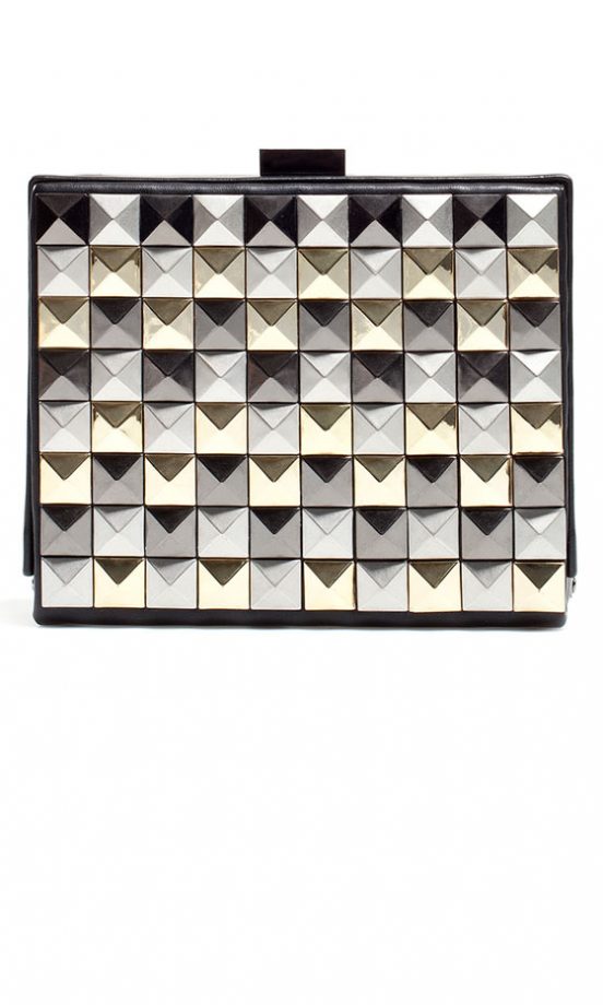 Zara Studded Box Clutch bag, £29.99