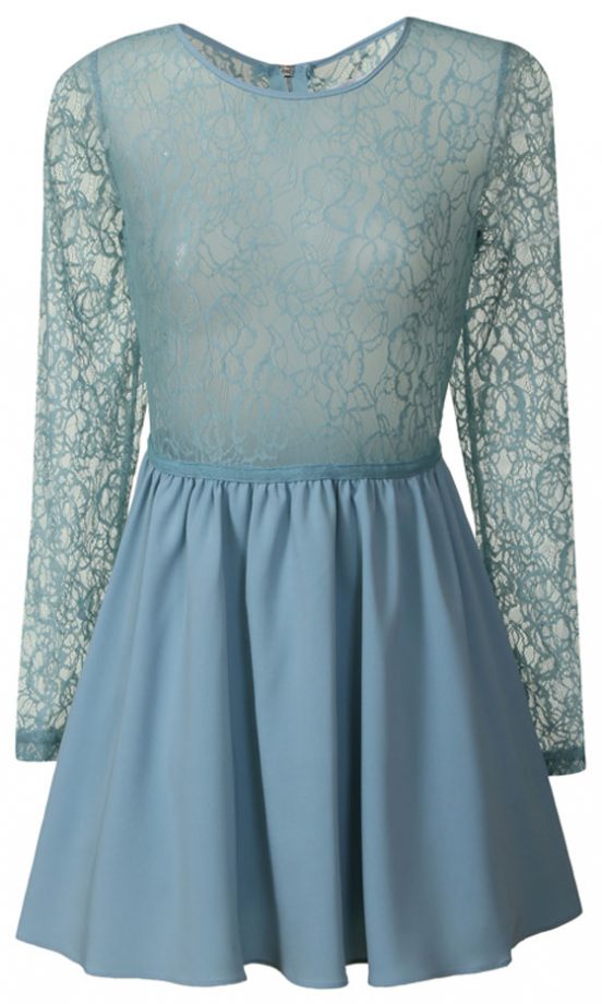 Glamorous Pastel Lace Sleeve Skater Dress, £37.99