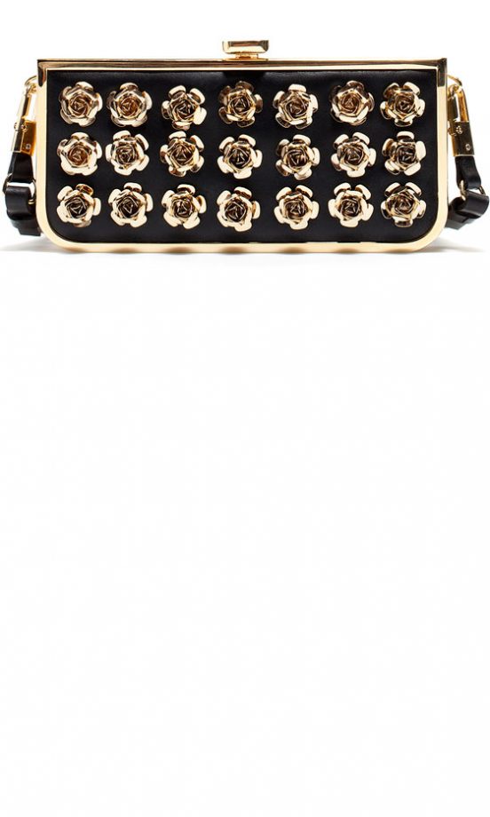Zara Floral Embellished Clutch Bag