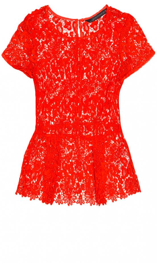 Zara Red Lace Peplum Top