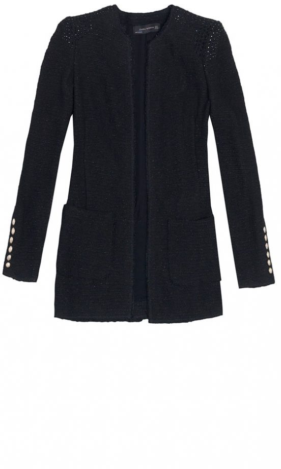 Zara Black Button Detail Coat