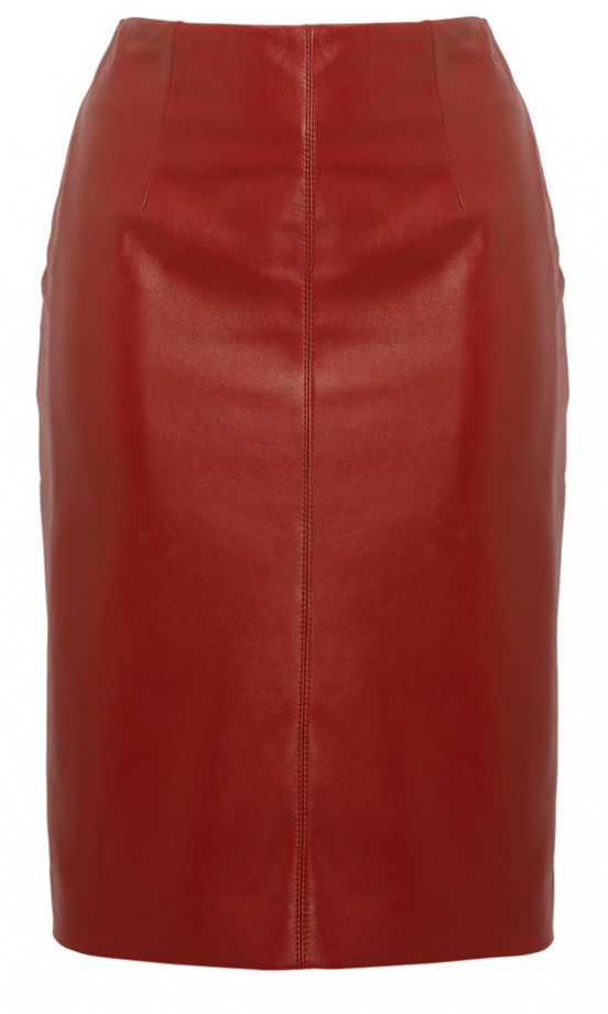 Marks And Spencer Red Leather Skirt, £99