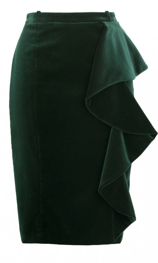 Marks And Spencer Dark Green Ruffle Pencil Skirt, £45