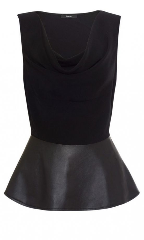 George At Asda Faux Leather Peplum Top