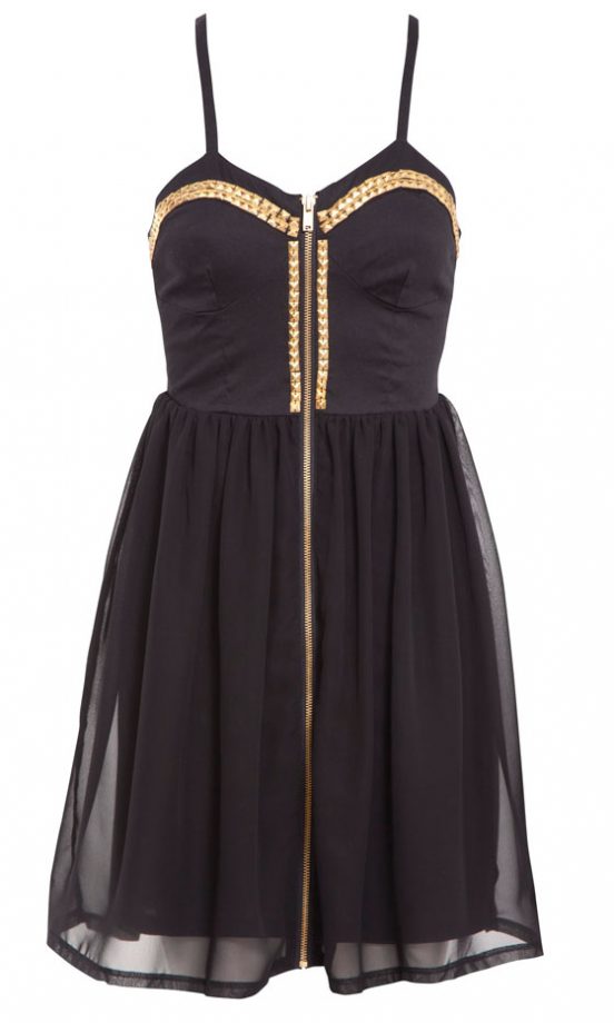 New Look Influence Black Gold Stud Trim Skater Dress, £32.99