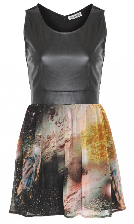 Missguided AW12 Black PU Skater With Galaxy Print Skirt, £29.99