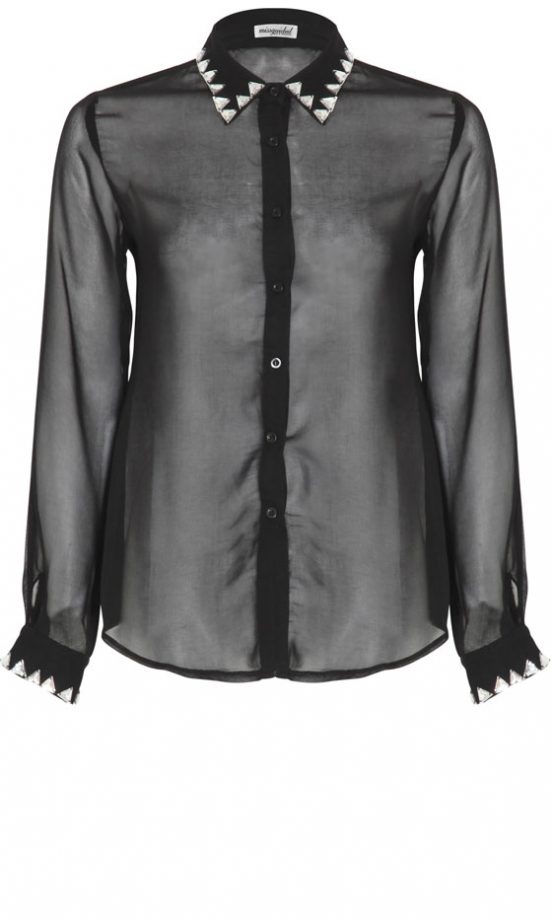 Missguided AW12 Black Shirt With Studded Collar, £23.99