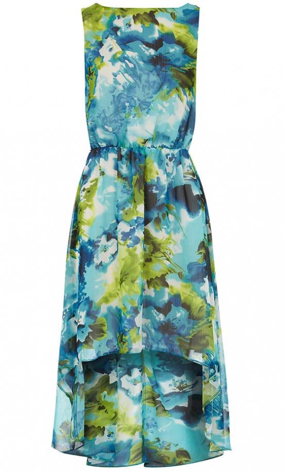 Dorothy Perkins Green And Blue Dip Hem Dress, £35