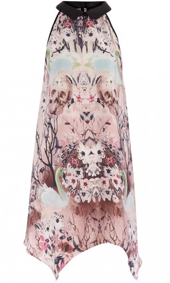 Dorothy Perkins Swan Print Dress With Leather Trim, £50