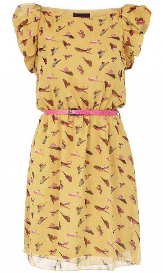 Dorothy Perkins Yellow Bird Print Dress, £26