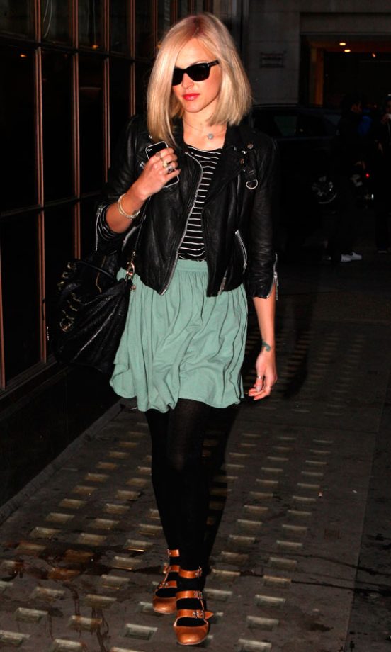 Fearne Cotton Looks Super Cool In Shades And A Leather Jacket, January 2012