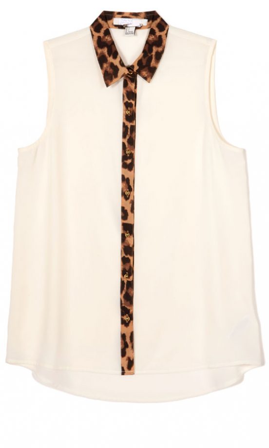 Forever 21 AW12 White And Leopard Sleeveless Shirt, £16.75