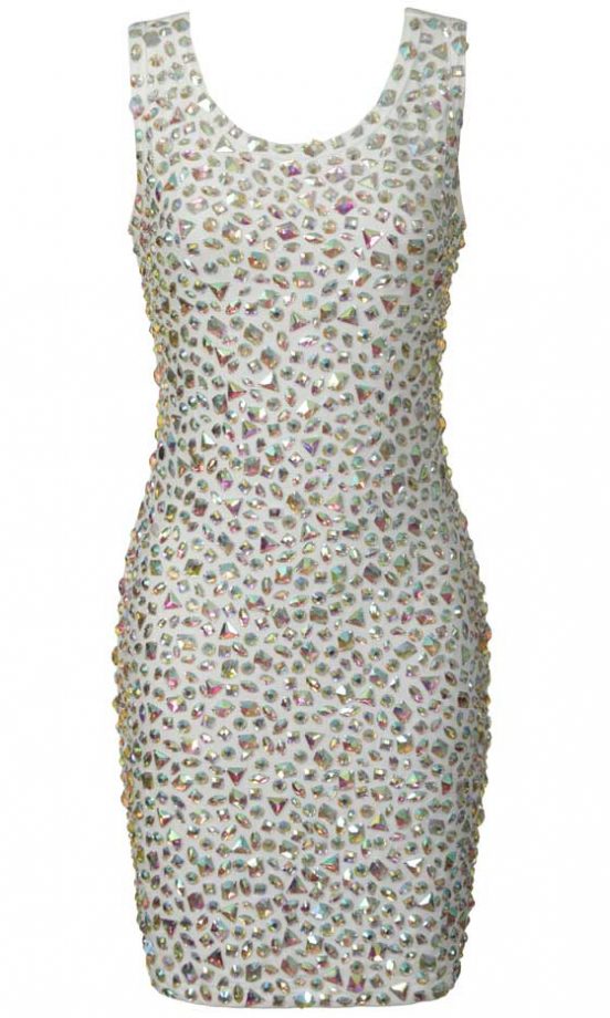 Glamorous AW12 Bejeweled White Dress