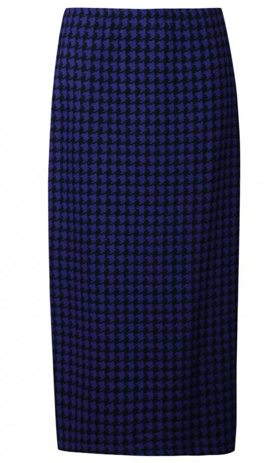 Glamorous AW12 Blue Dogtooth Print Pencil Skirt