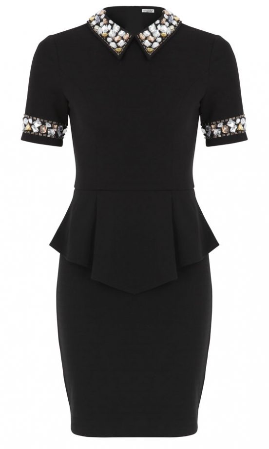 Missguided AW12 Black Peplum Dress With Embellished Collar, £34.99.